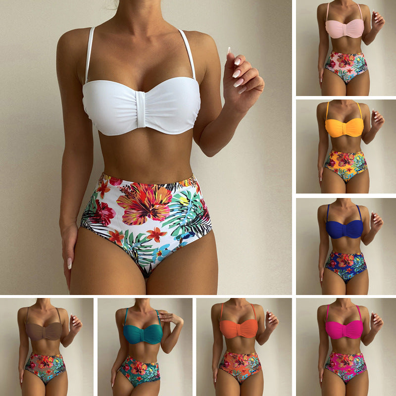 Floral Print Spaghetti Strap Bikini 2 Piece Swimsuits