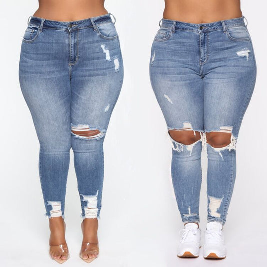 Stretch Ripped Women Plus Size