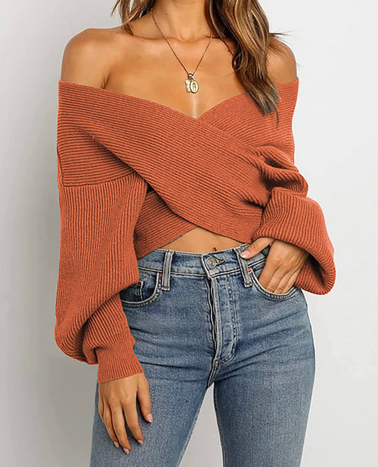 Crop Long Sleeve Sweater Wrap