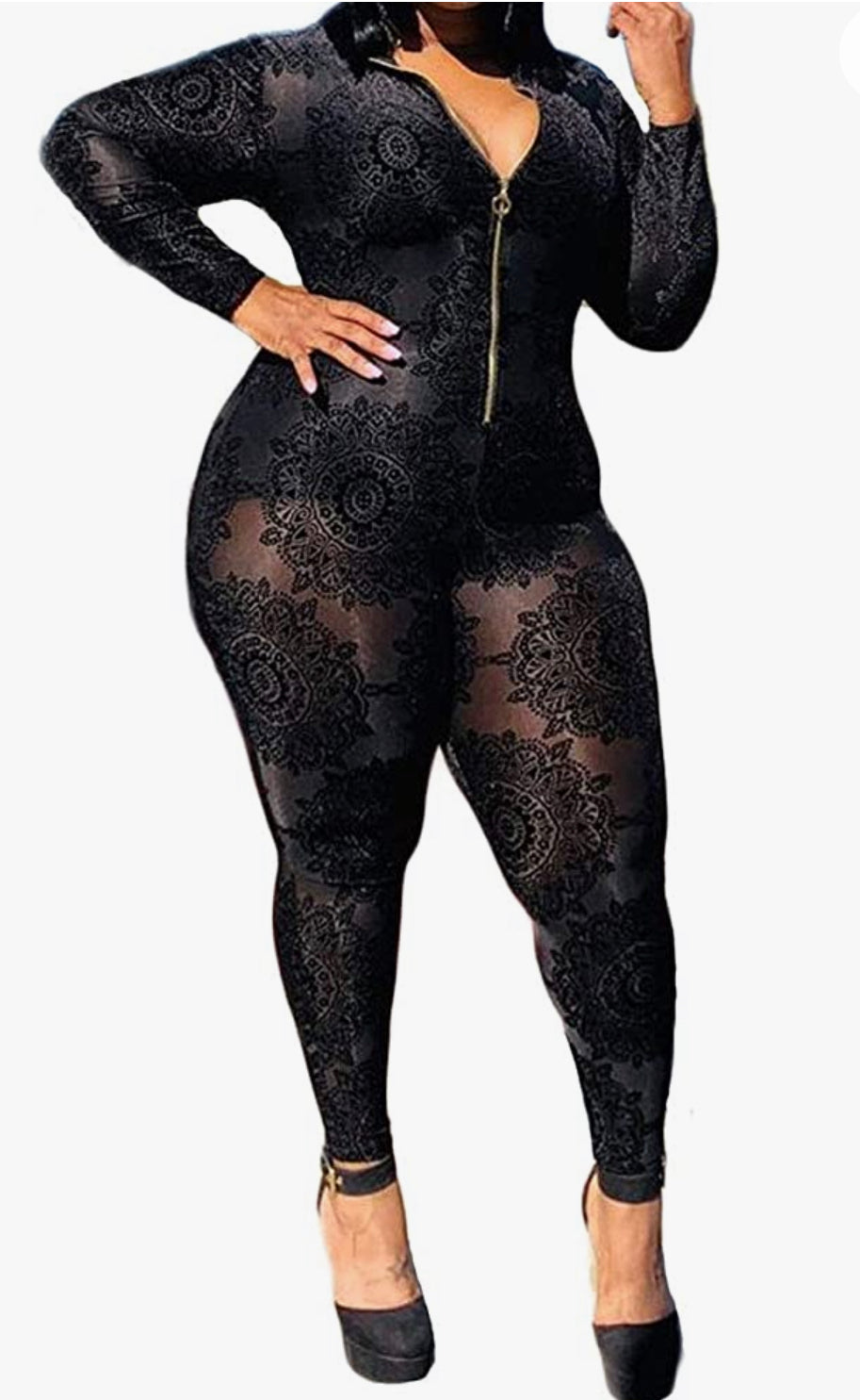 Sexy Plus Size See Through Jumpsuit